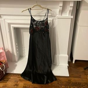 Vintage silky sheet top slip dress burn out velvet flower 🌹 bust